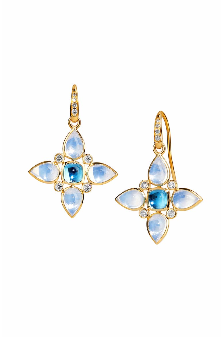 Bloom Mini Elara Earrings, Main, color, Blue Moon