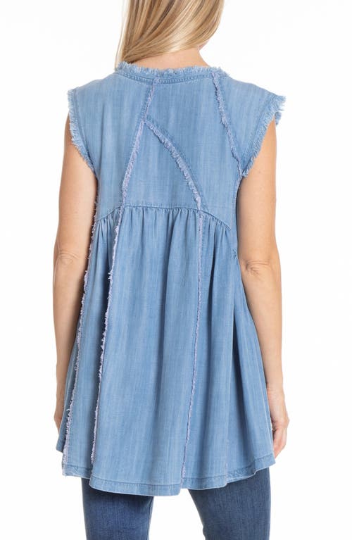 Apny Sleeveless Denim Shirt In Light Indigo