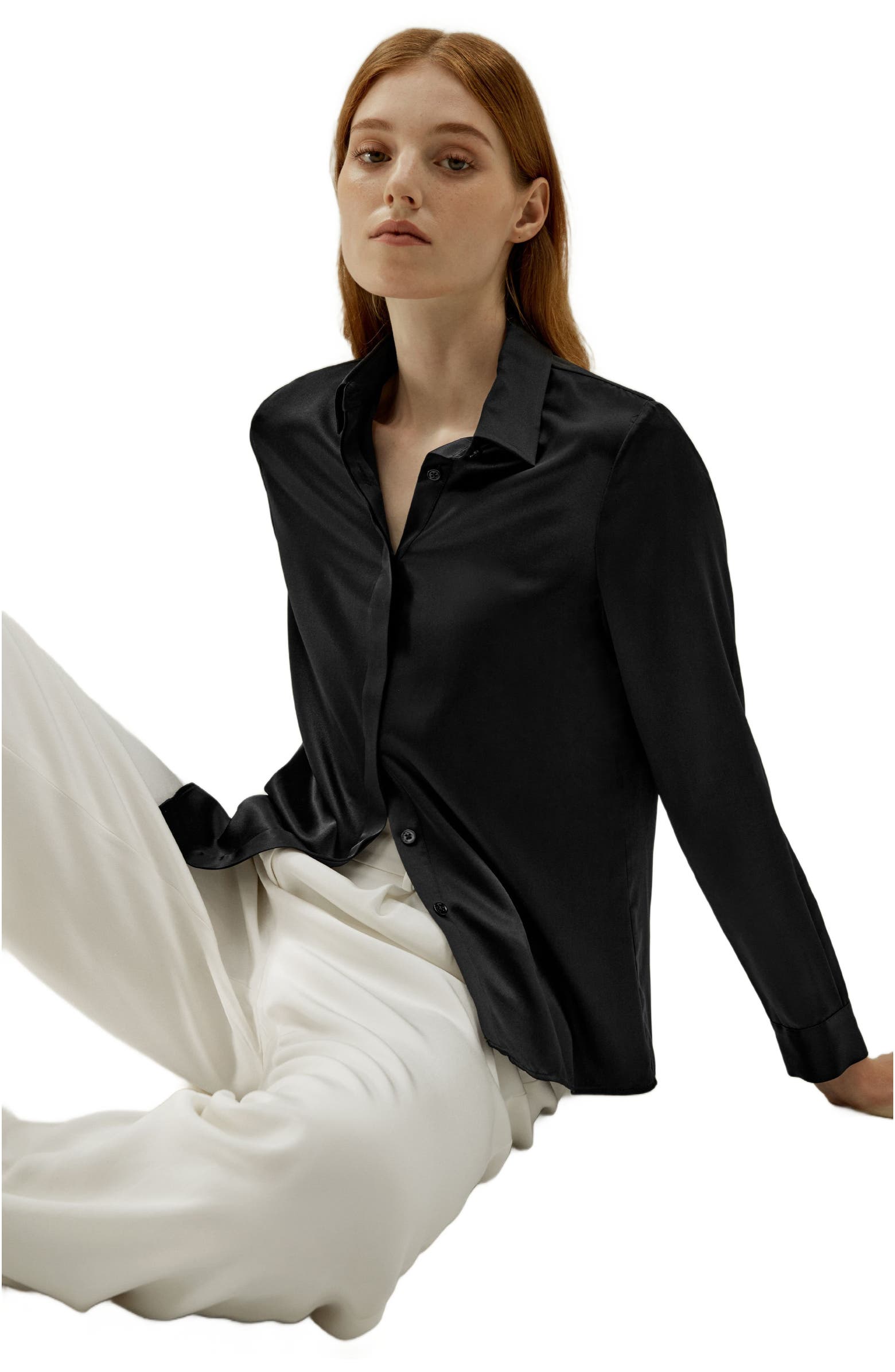 Lilysilk Basic Concealed Placket Silk Shirt | Nordstrom