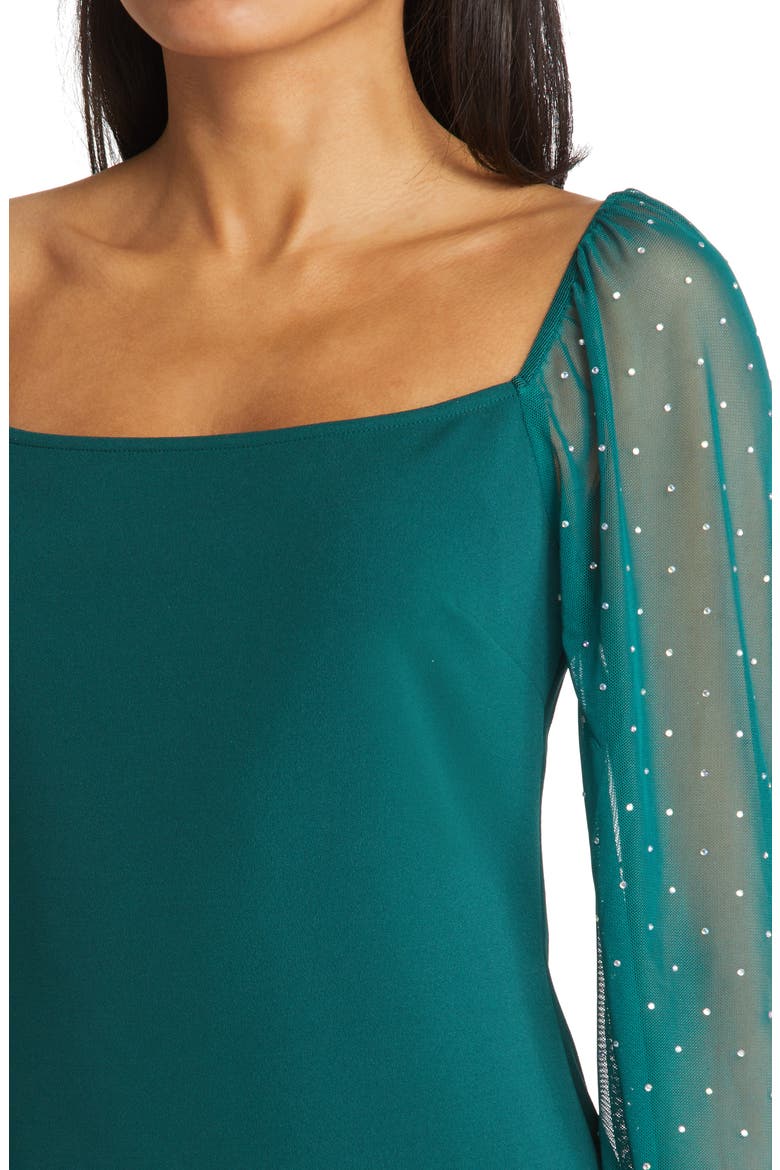 Rhinestone Embellished Long Sleeve Minidress, Alternate, color, HUNTER
