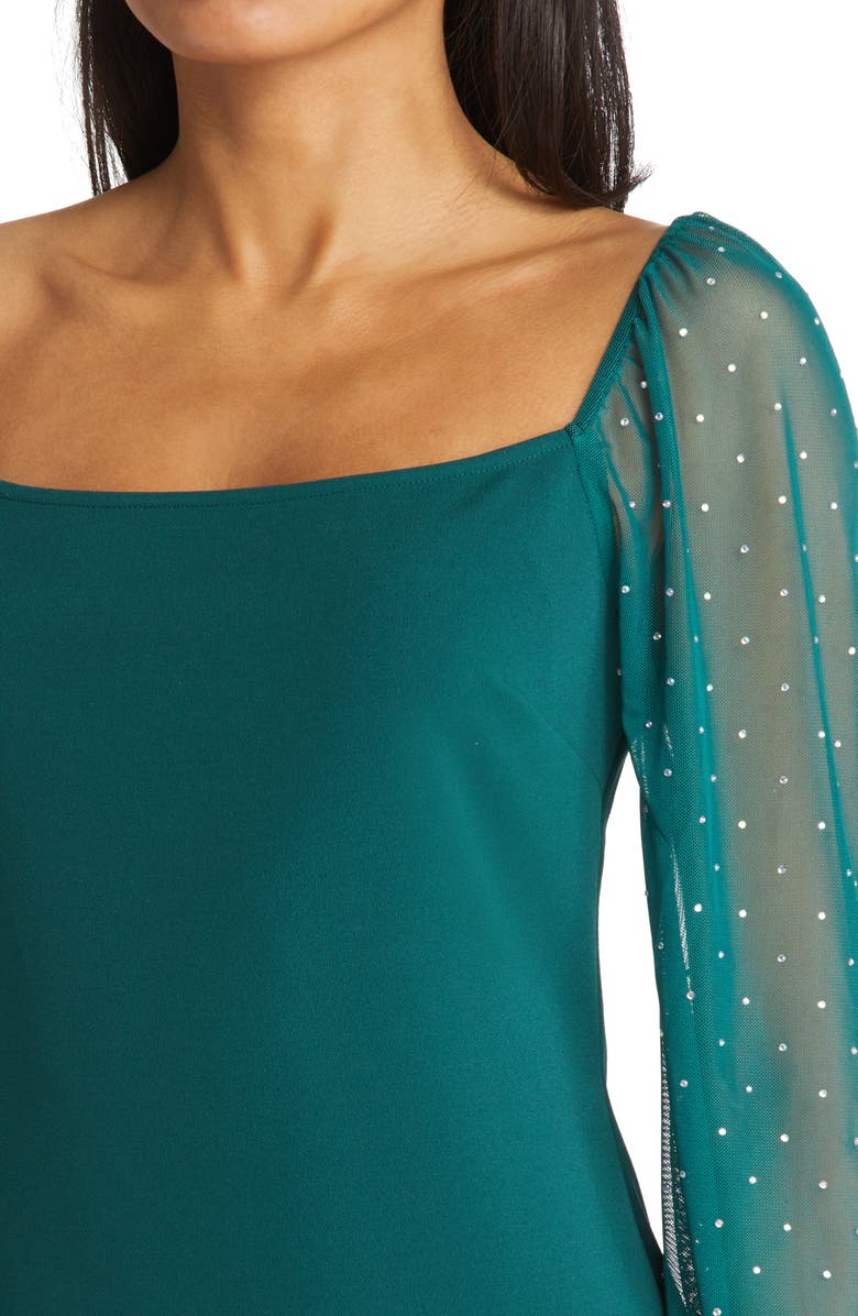 Jump Apparel Rhinestone Embellished Long Sleeve Minidress, Alternate, color, Hunter