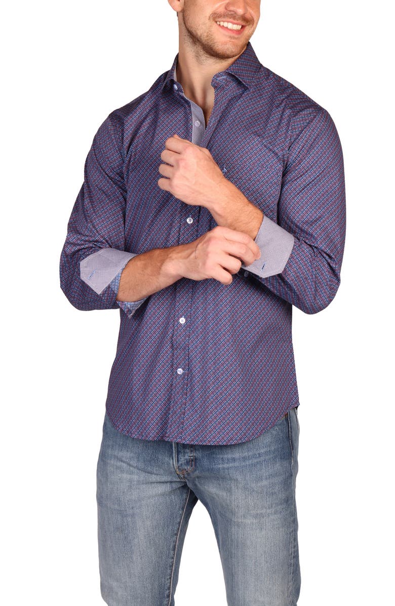 TailorByrd Classic Fit Stretch Cotton Button-Down Shirt, Alternate, color, Blue Multi