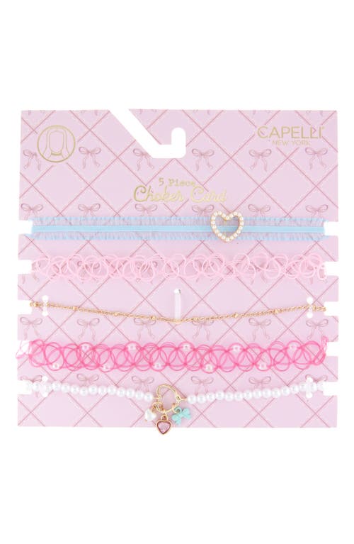 Shop Capelli New York Kids' Assorted 5-pack Chokers In Pink Multi