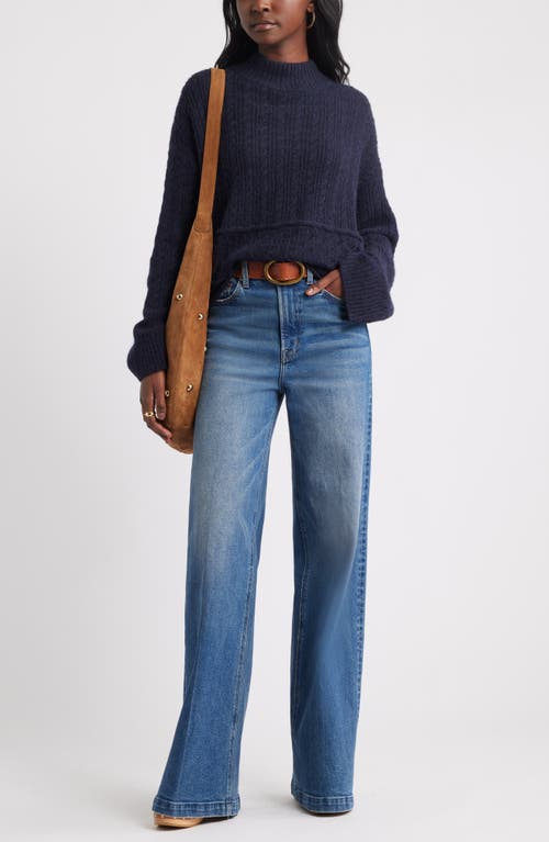 Treasure & Bond Mock Neck Alpaca & Wool Blend Sweater In Blue