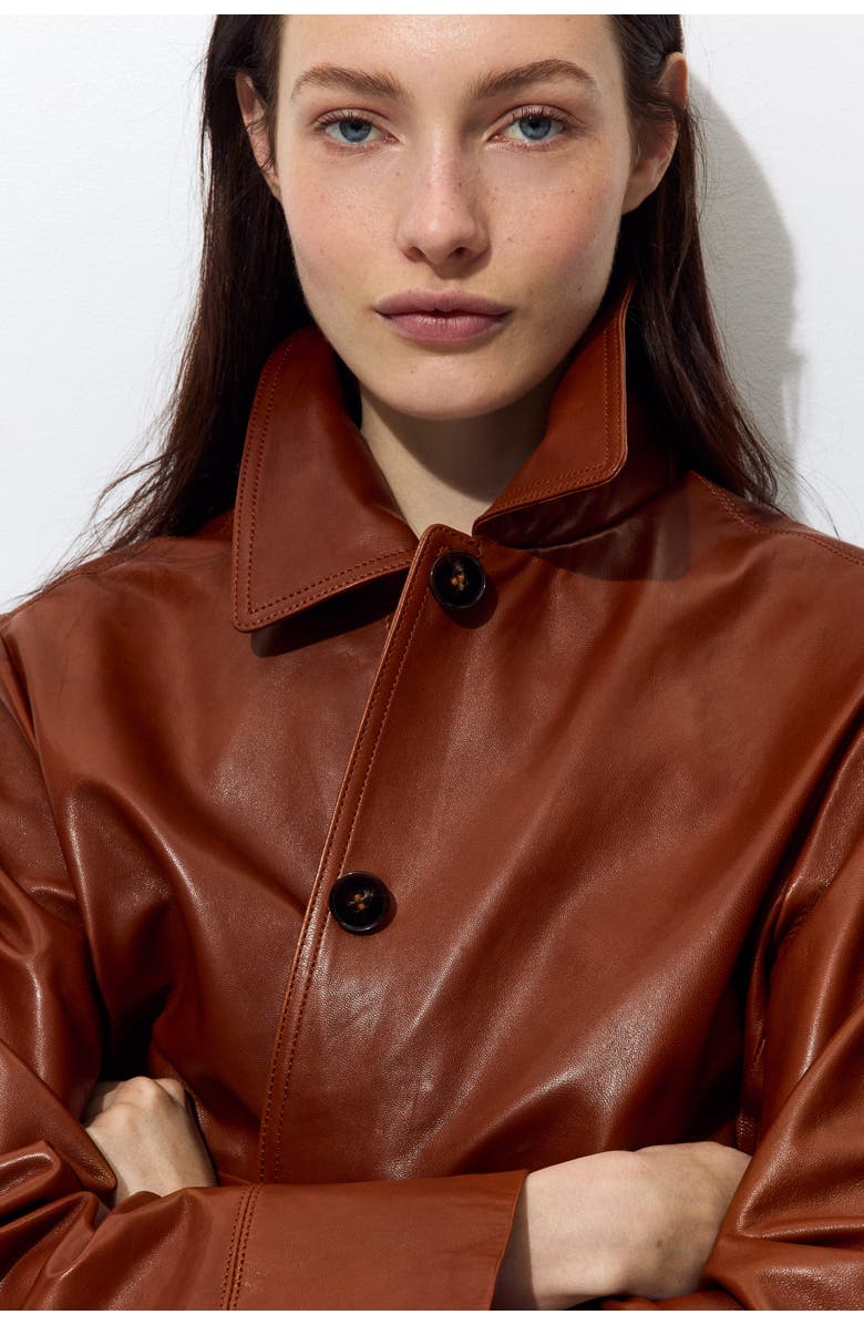 H&M Leather Jacket, Alternate, color, Brown