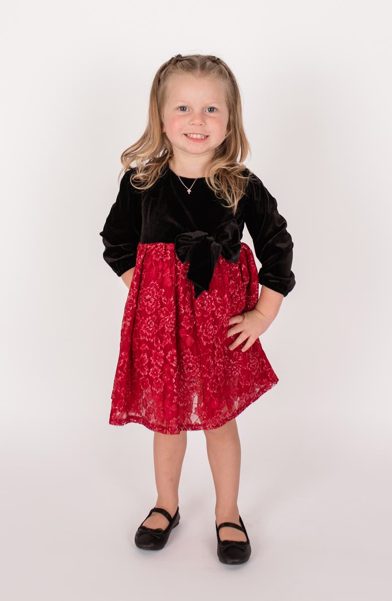 Popatu Kids' Velvet & Mesh Party Dress, Main, color, Black Multi