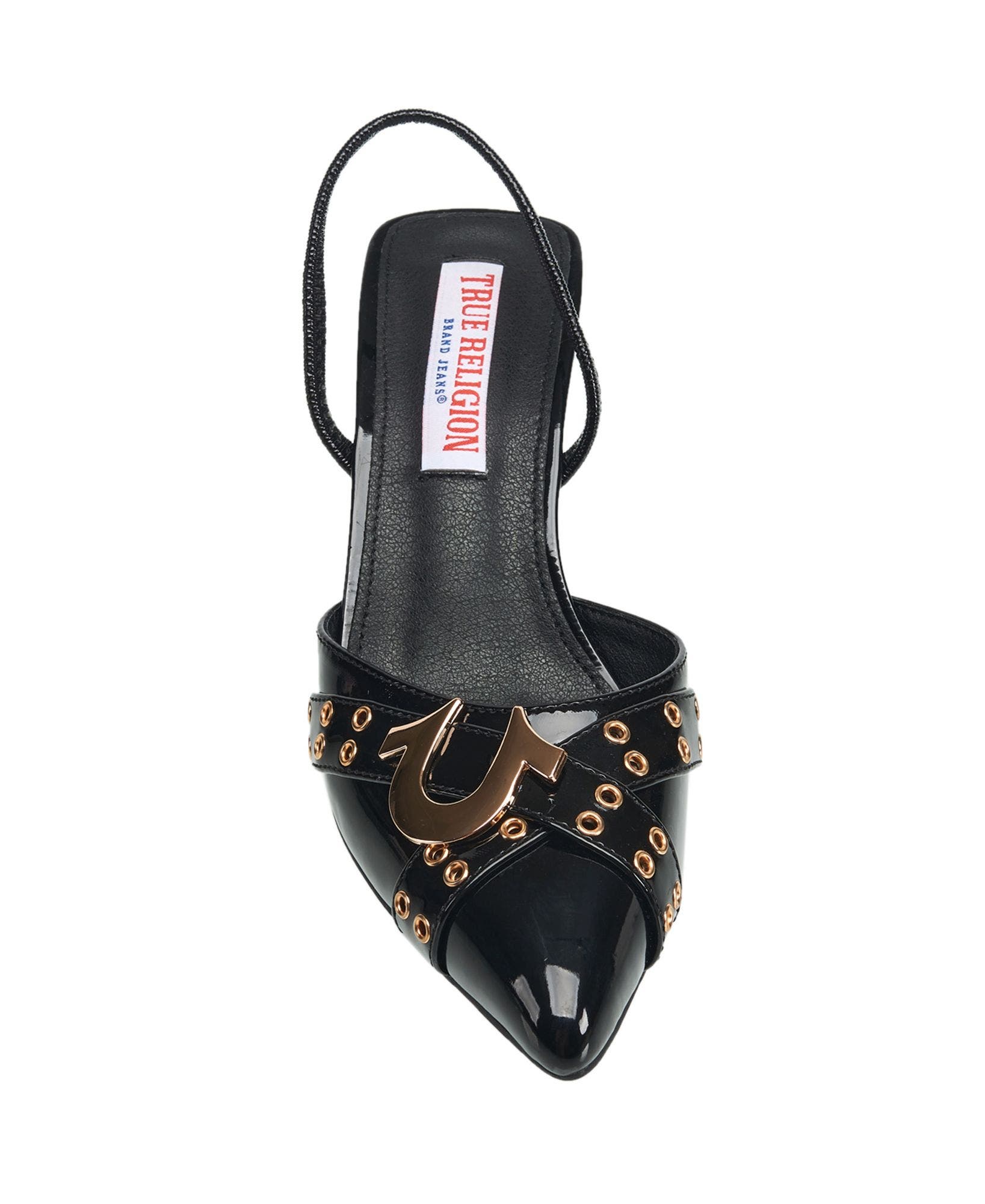 Sade Metal Buckle Logo Heel, Alternate, color, Black