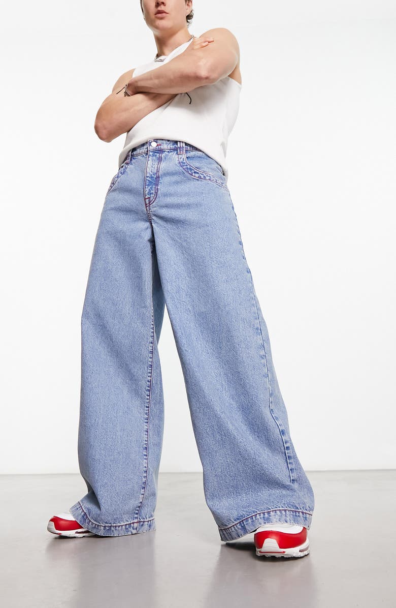 ASOS DESIGN Extreme Wide Leg Jeans, Main, color, 