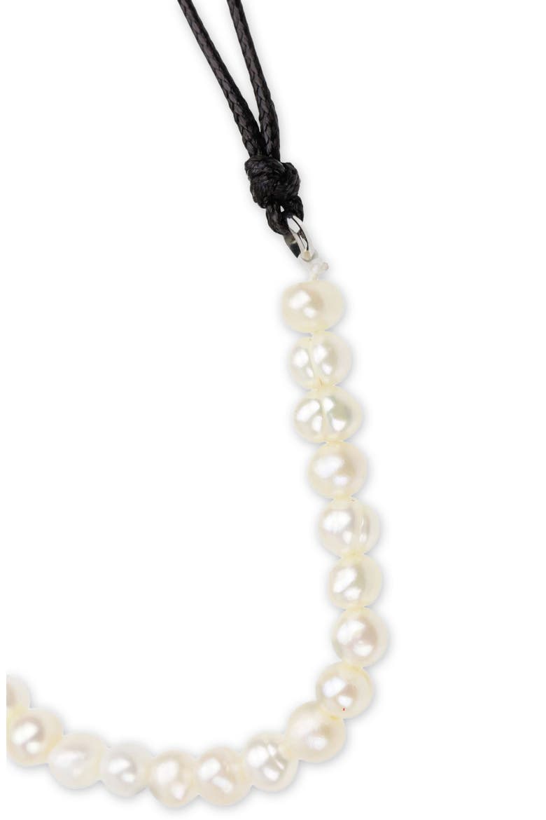 Faux Pearl Leather Wrap Choker Necklace, Alternate, color, BLACK