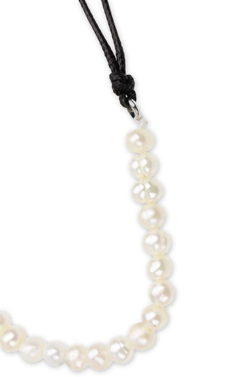 Saachi Faux Pearl Leather Wrap Choker Necklace In Black