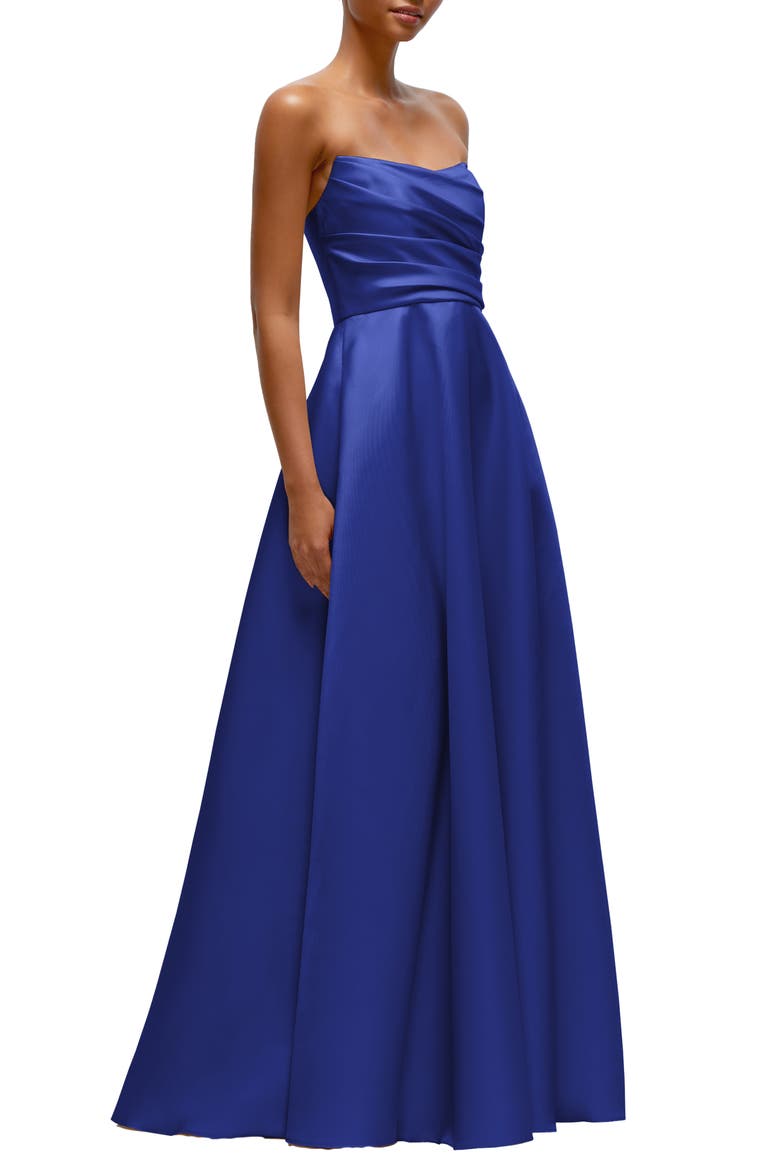 Ruched Strapless Gown, Alternate, color, COBALT BLUE