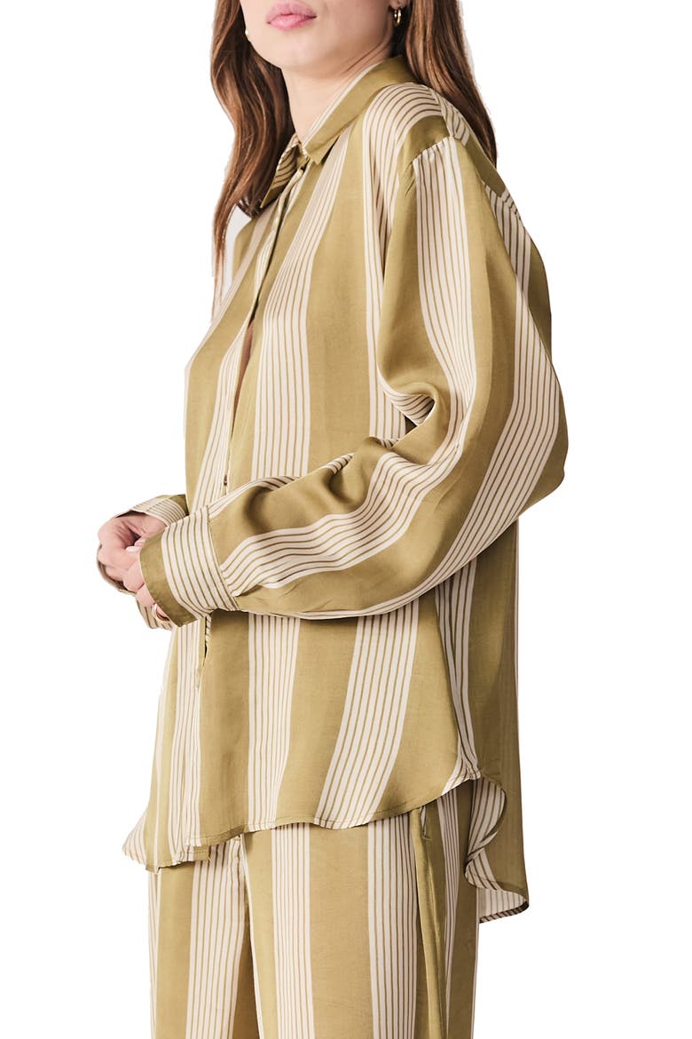 Milo Stripe Satin Shirt, Alternate, color, KHAKI WITH ECRU STRIPES