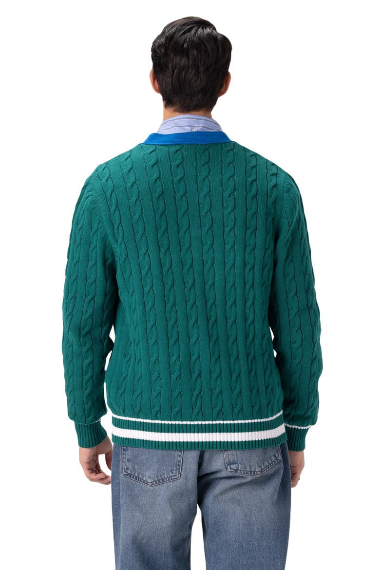 Cable Knit Cardigan, Alternate, color, Green