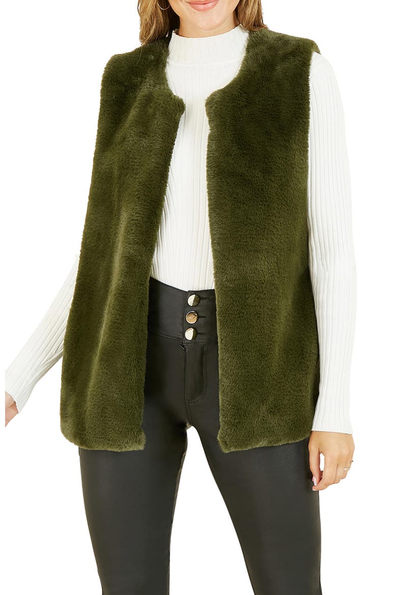 Faux Fur Gilet, Alternate, color, Green