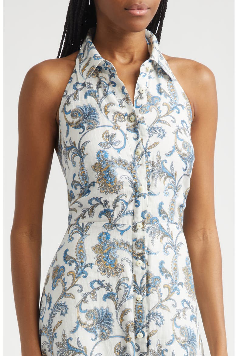 Mackey Paisley Halter Neck Sleeveless Ramie Shirtdress, Alternate, color, DOVE MULTI