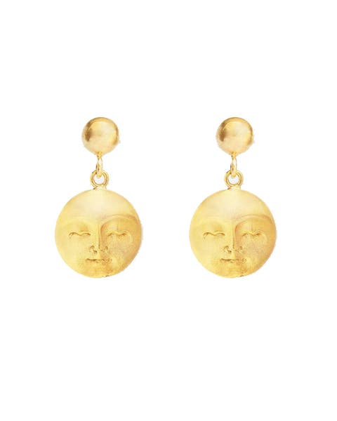 Moon Face Drop Earrings