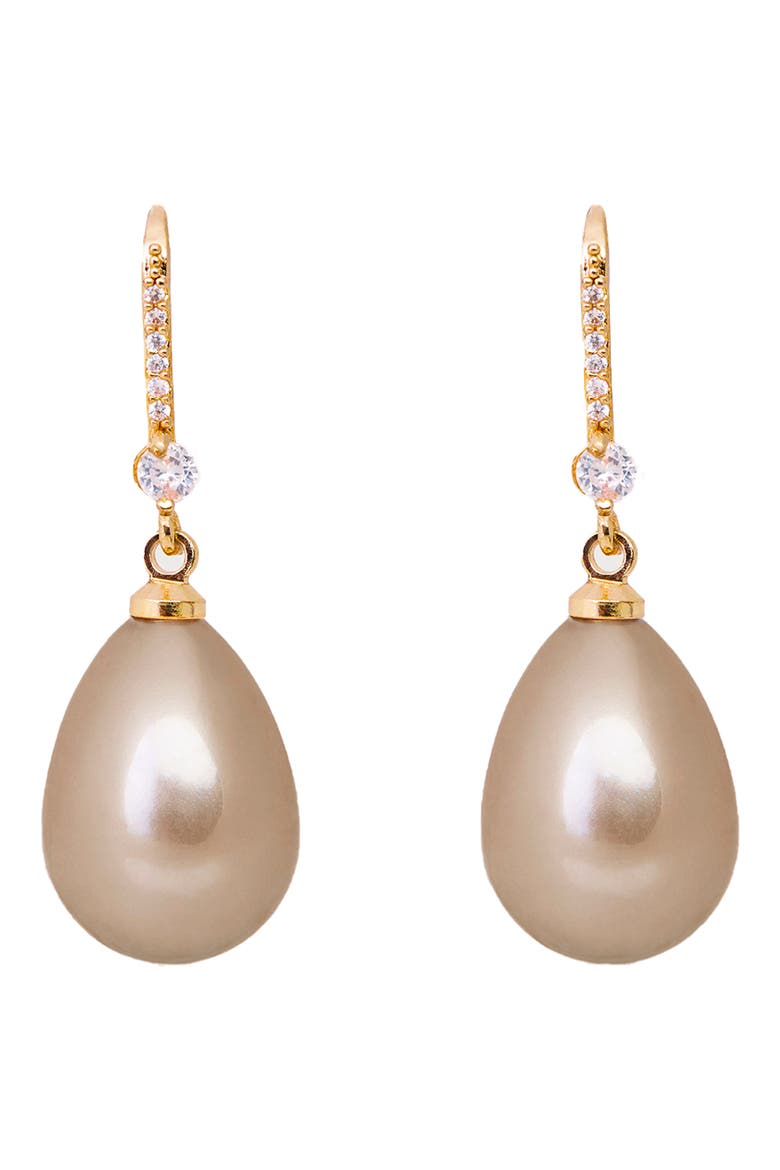 Faux Pearl Crystal Dangle Earrings, Main, color, CHAMPAGNE