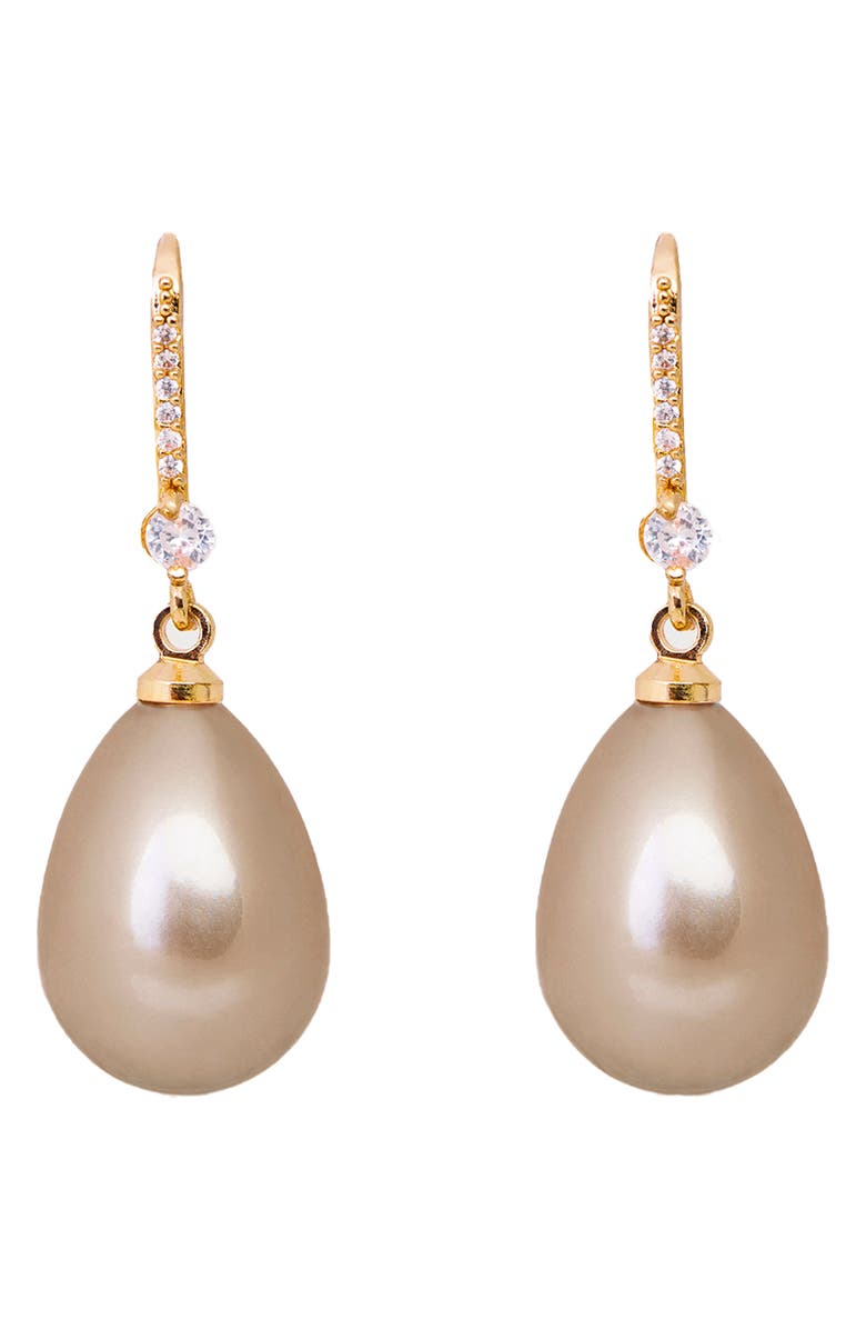 SAACHI Faux Pearl Crystal Dangle Earrings, Main, color, Champagne