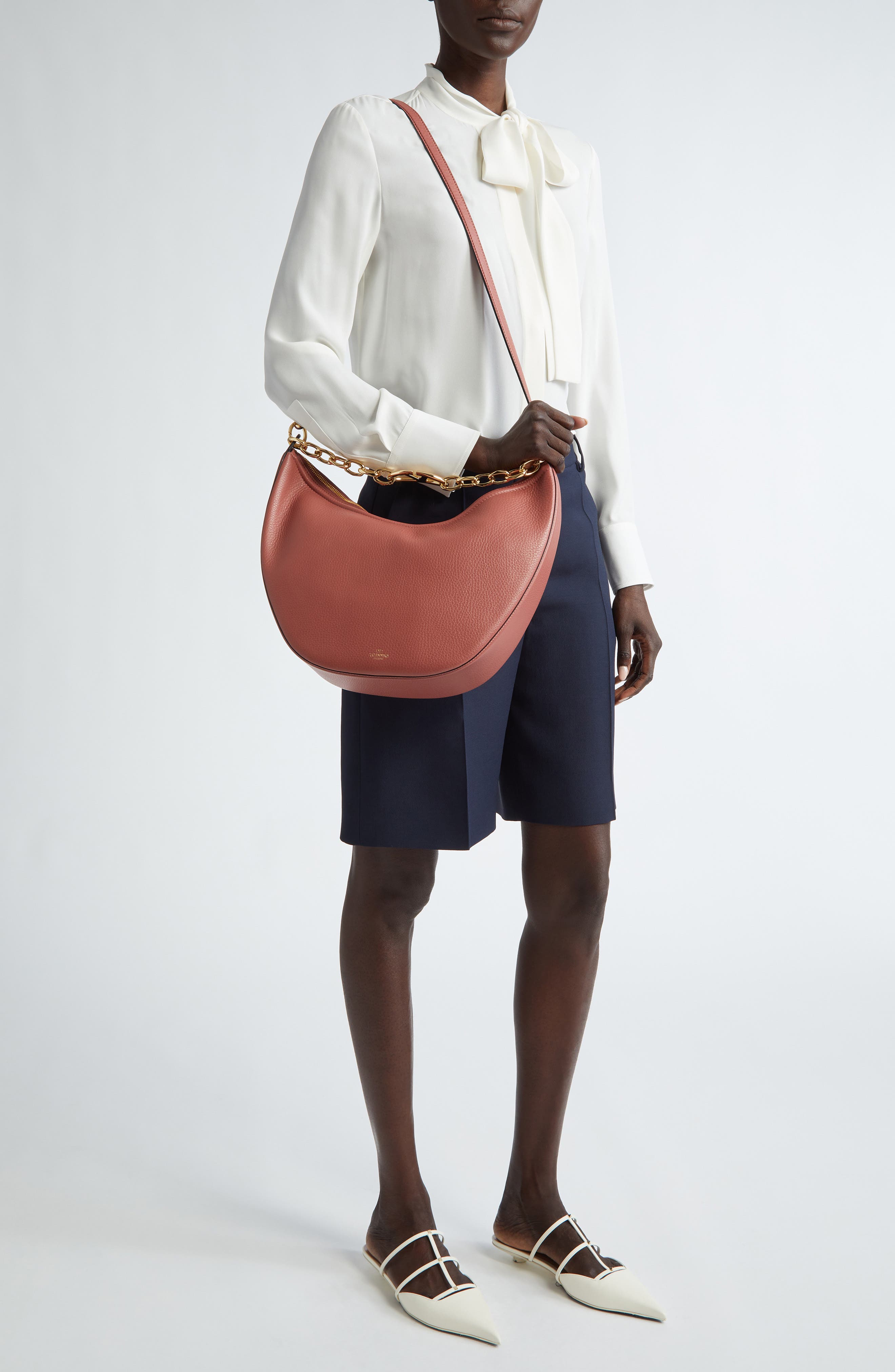 Valentino Garavani Medium VLOGO Moon Leather Hobo Bag, Alternate, color, 