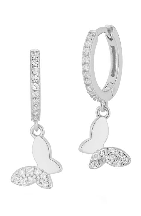 CZ Butterfly Huggie Earrings