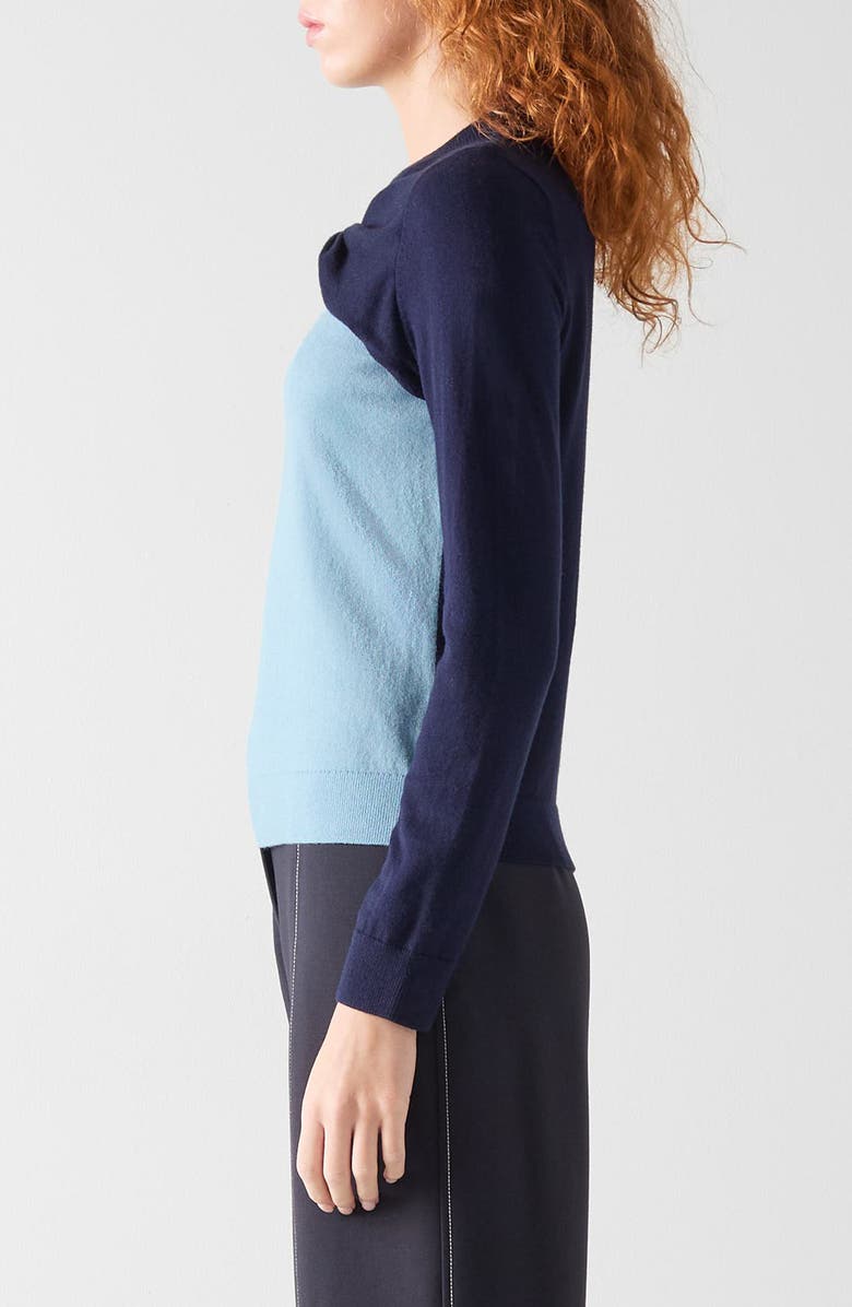 LK Bennett Aletta Colorblock Cotton & Merino Wool Twist Neck Sweater, Alternate, color, Blue
