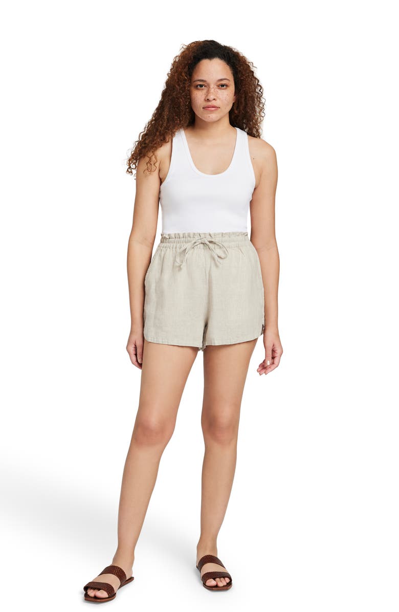 Faherty Laguna Linen Drawstring Shorts, Alternate, color, Flax