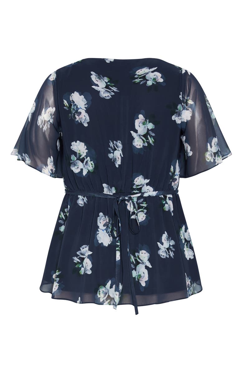 City Chic Carmen Floral Faux Wrap Top, Alternate, color,