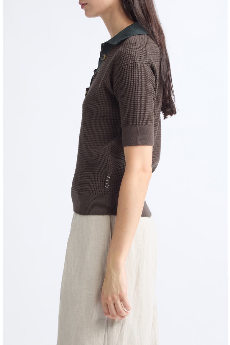 Cotton & Cashmere Blend Polo Sweater, Alternate, color, MILITARY GREEN