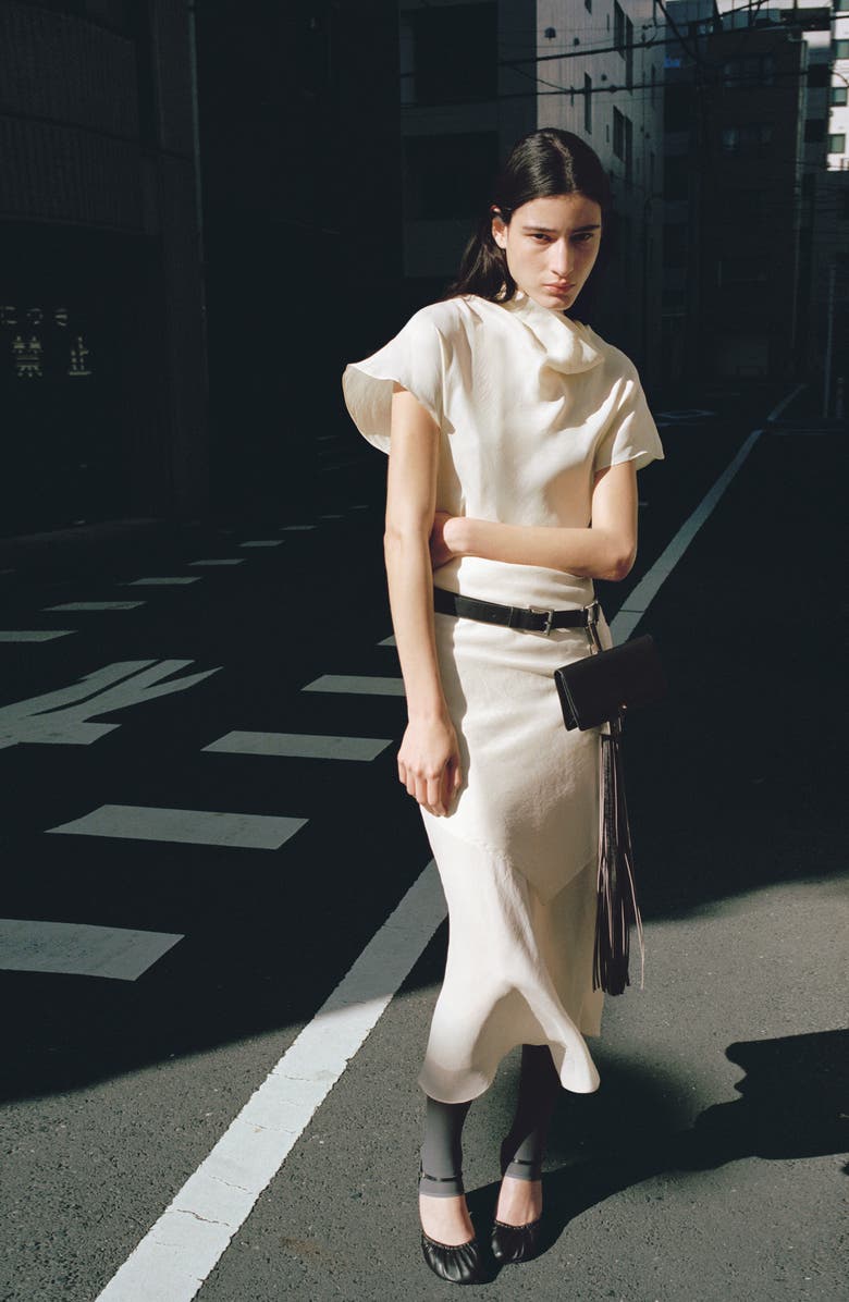 MANGO Midi Scarf Dress, Alternate, color, Ecru