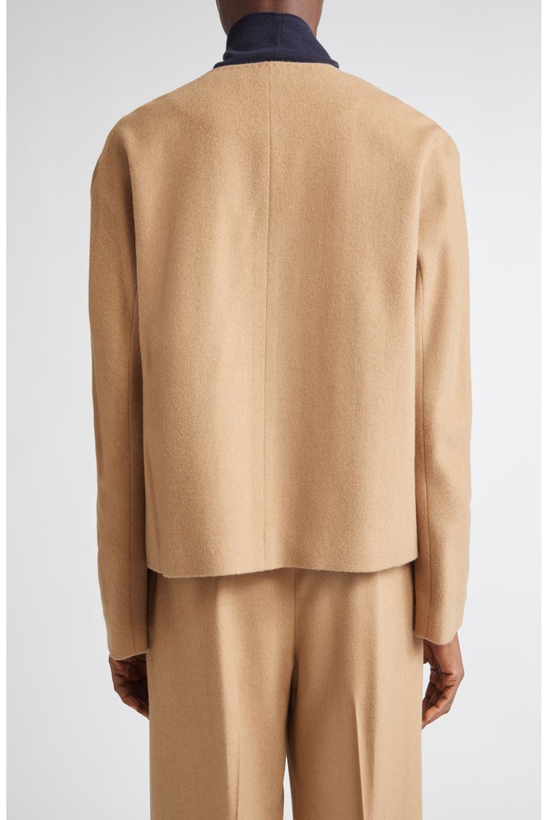 Patch Pocket Collarless Camel Hair Jacket, Alternate, color, CAMEL