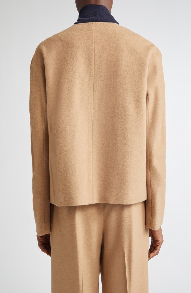 Lafayette 148 New York Patch Pocket Collarless Camel Hair Jacket, Alternate, color, Camel
