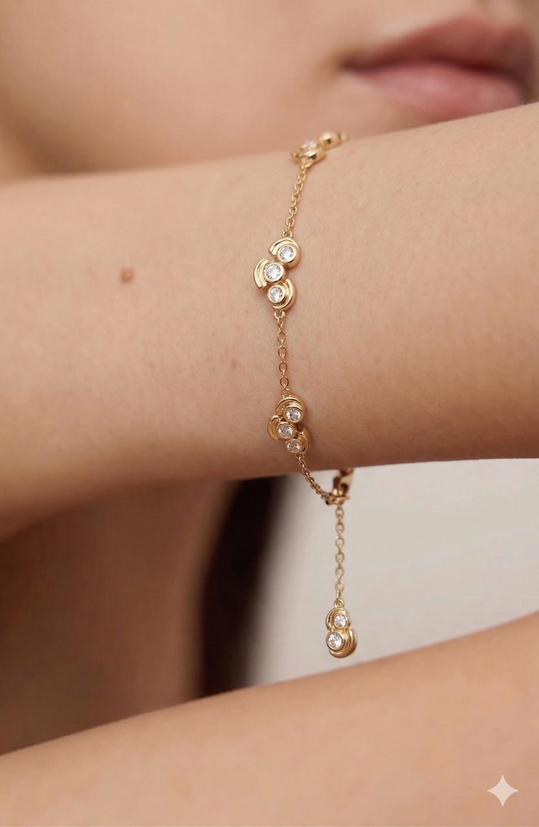 YOJ Mavlo Chain Crystal Bracelet In Gold & Crystals, Alternate, color, Gold