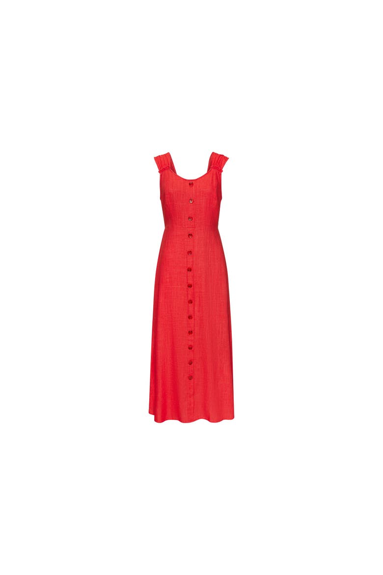 Button Detail Maxi Dress, Alternate, color, Red