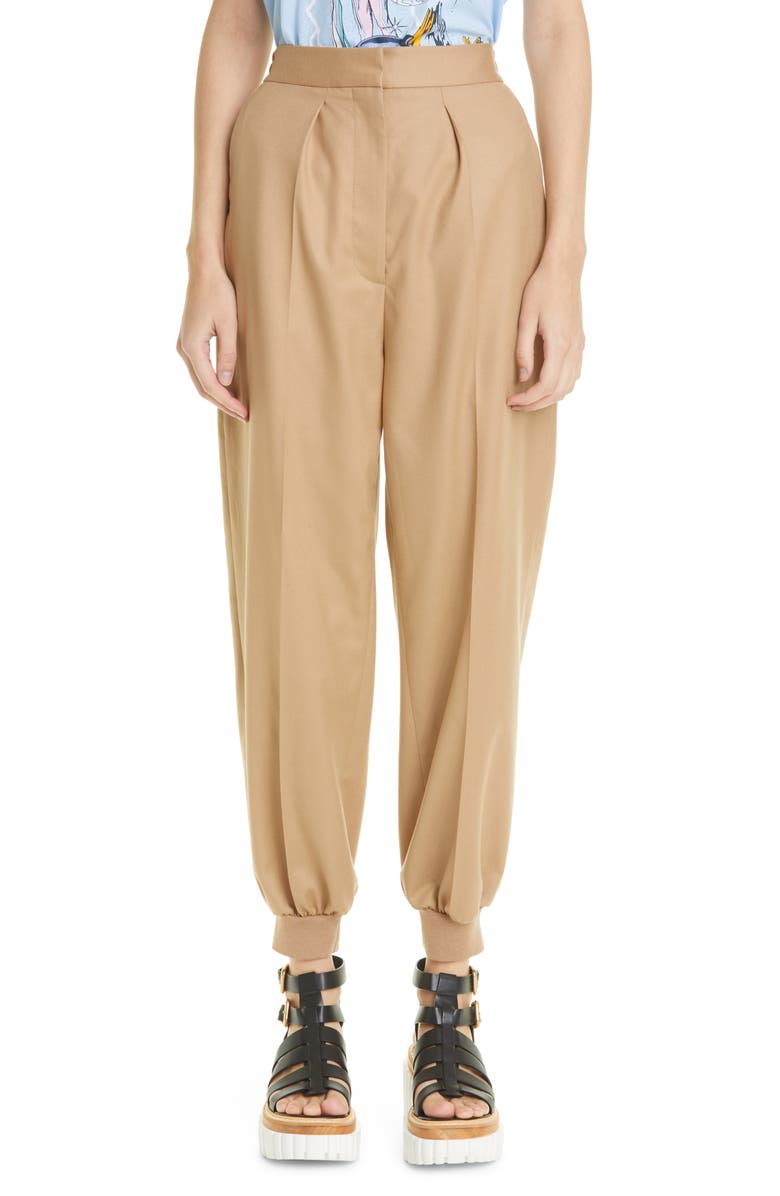 Stella McCartney Nicole Pleated Wool Joggers, Main, color, 