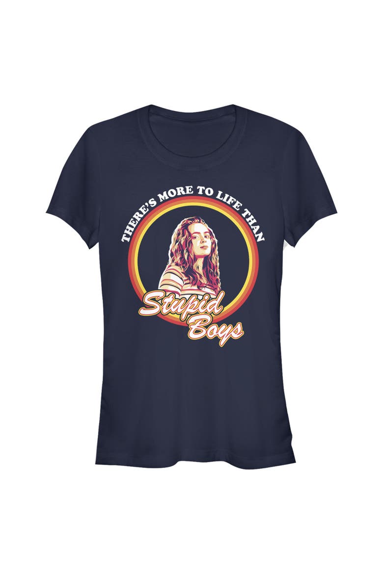 Junior's Stranger Things Max More to Life than Boys  Graphic T-Shirt, Main, color, Navy Blue
