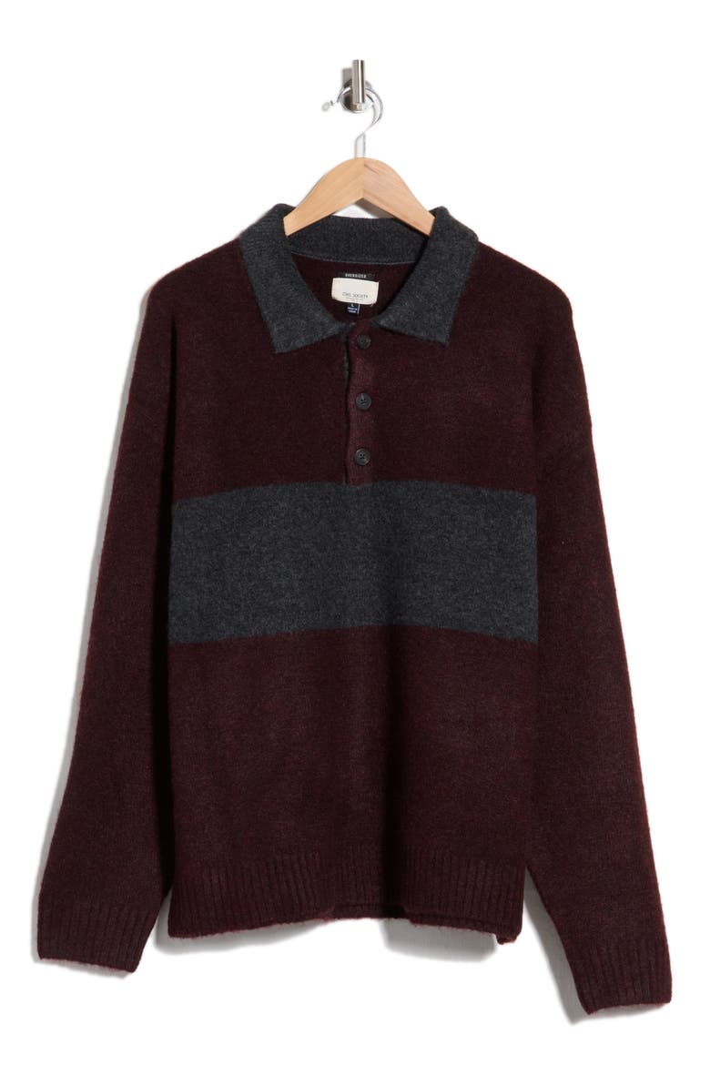 Oversize Rugby Shirt, Alternate, color, HEATHER DARK BURGUNDY
