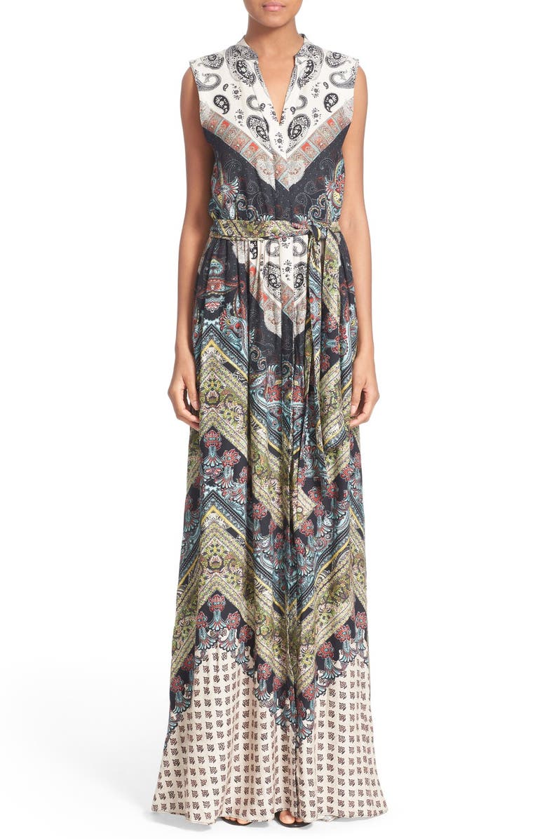 Alice + Olivia 'Marianna' Mixed Print Maxi Dress, Main, color, 