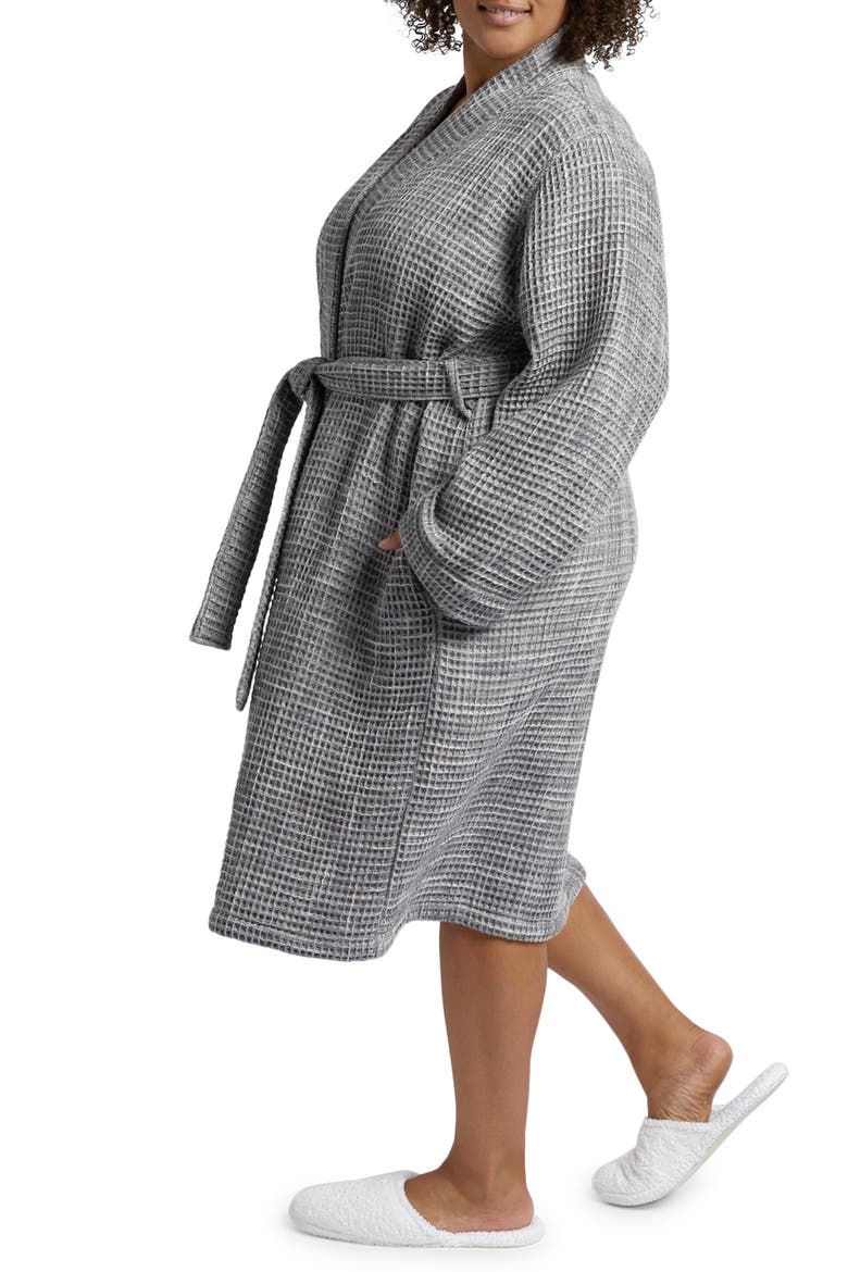 Gender Inclusive Waffle Knit Cotton Robe, Alternate, color, GREY