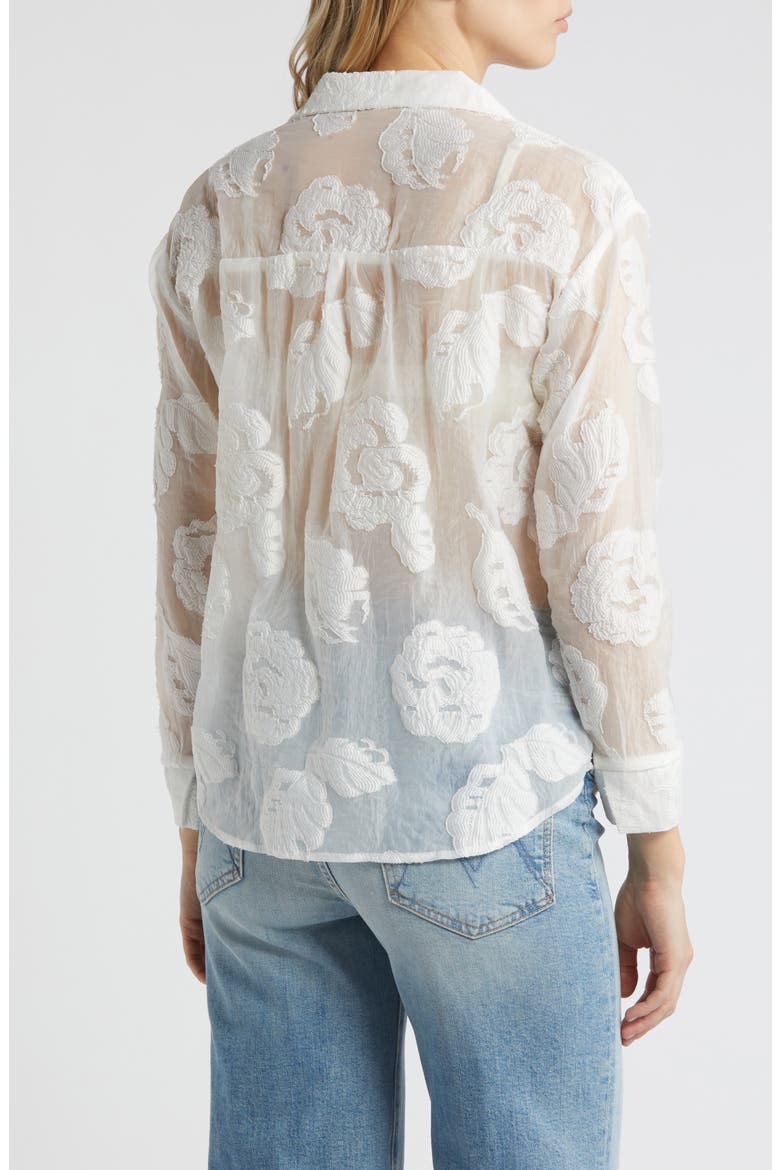 Liz Embroidered Floral Button-Up Shirt, Alternate, color, WHITE