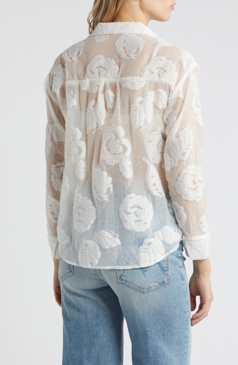 NIKKI LUND Liz Embroidered Floral Button-Up Shirt, Alternate, color, White