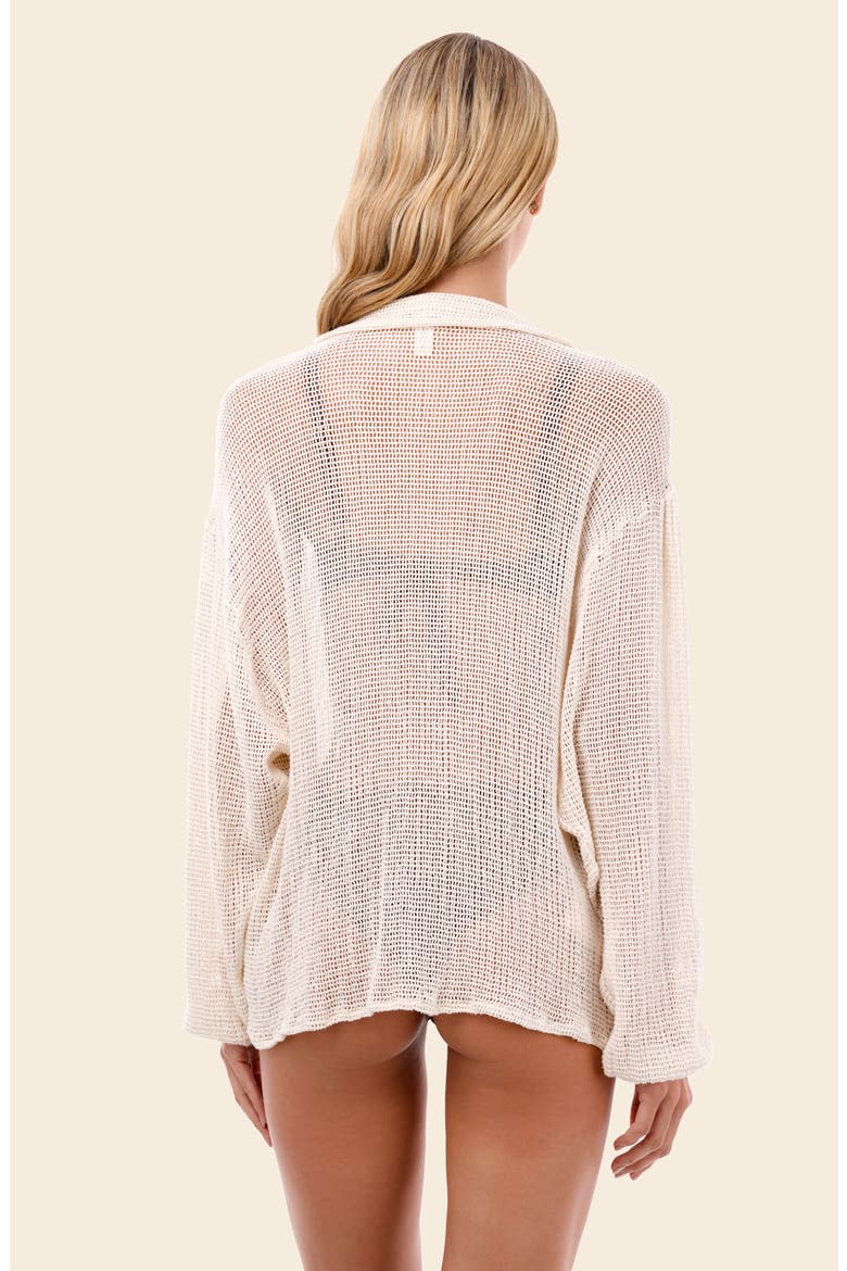 Malla Ikara Open Stitch Cover-Up Shirt, Alternate, color, IVORY