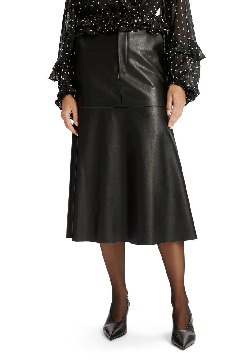 Kindra Faux Leather Midi Skirt, Main, color, BLACK