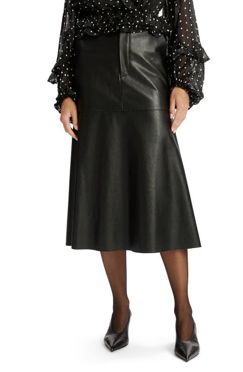 Kindra Faux Leather Midi Skirt
