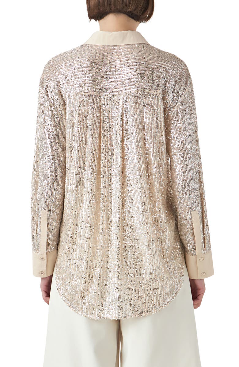 Grey Lab Oversize Sequin Shirt, Alternate, color, Ivory