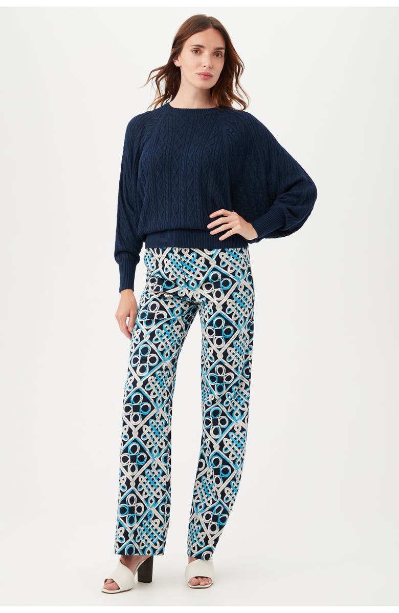 Trina Turk Blue Cove Cable Knit Pullover, Alternate, color, Papillon Pink