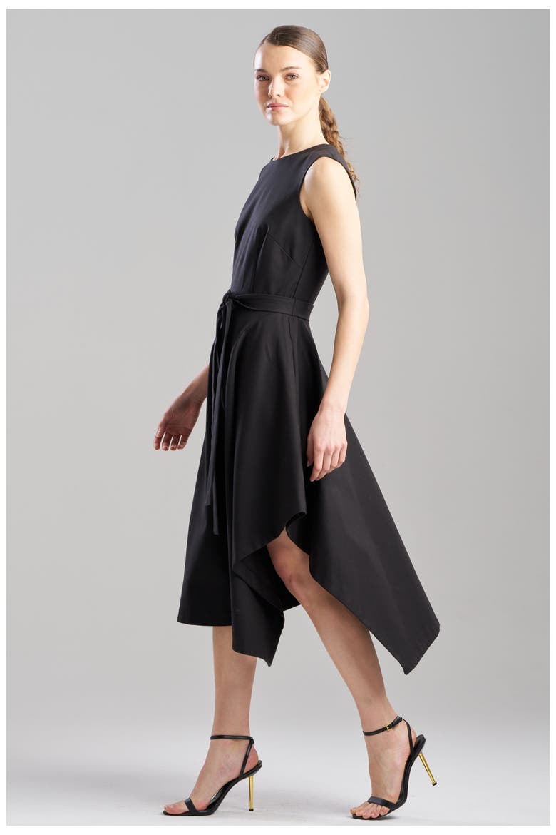Cotton Blend Woven Sleeveless Assymetric Dress, Alternate, color, BLACK