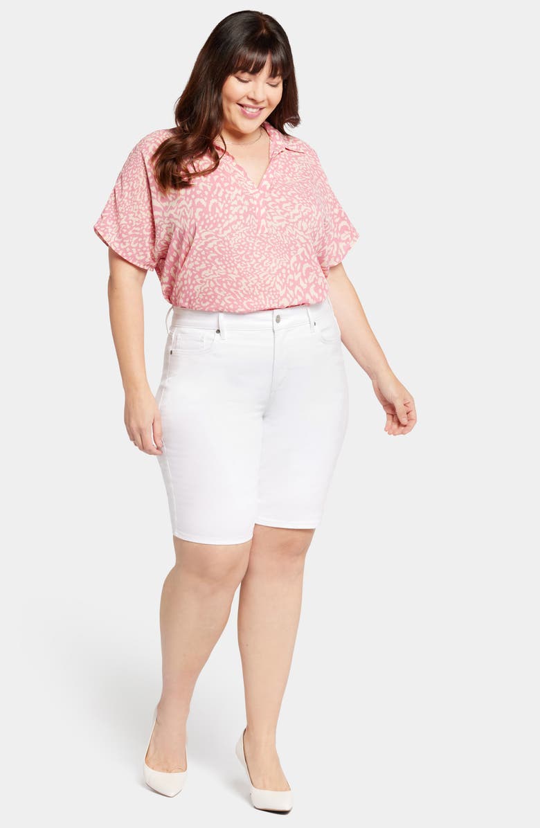 NYDJ Briella Floral Print Bermuda Shorts, Alternate, color, Optic White