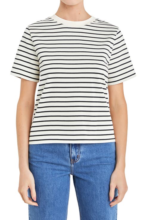 Striped Cotton Jersey Short Sleeve T-Shirt