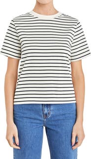 English Factory Striped Cotton Jersey Short Sleeve T-Shirt