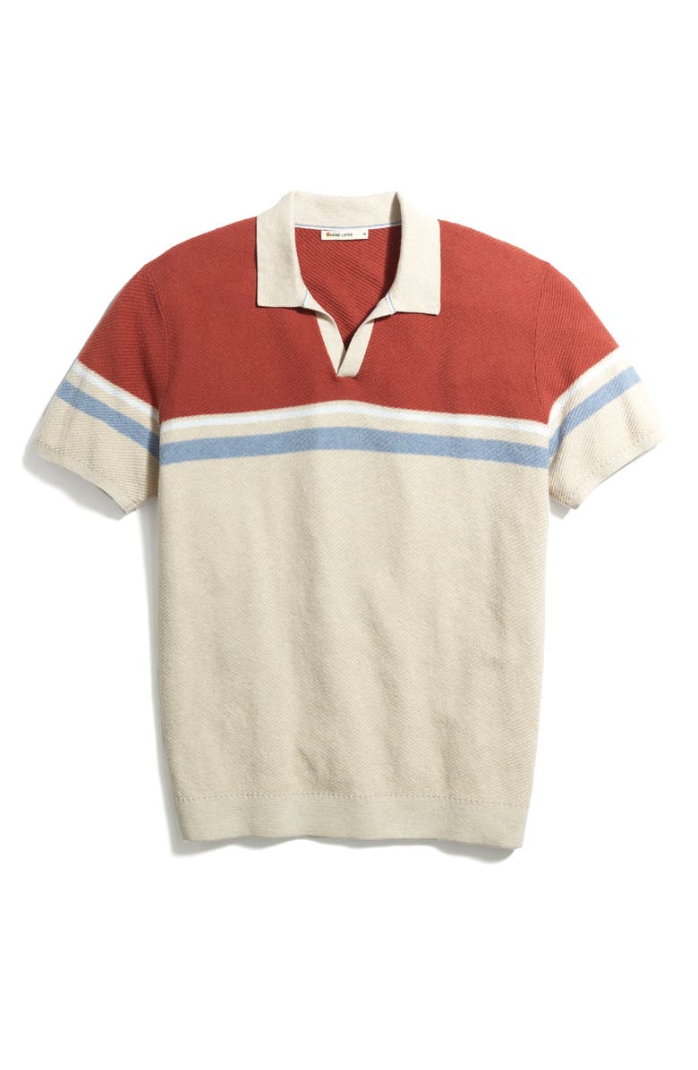 Marine Layer Stripe Colorblock Short Sleeve Cotton Polo Sweater, Main, color,